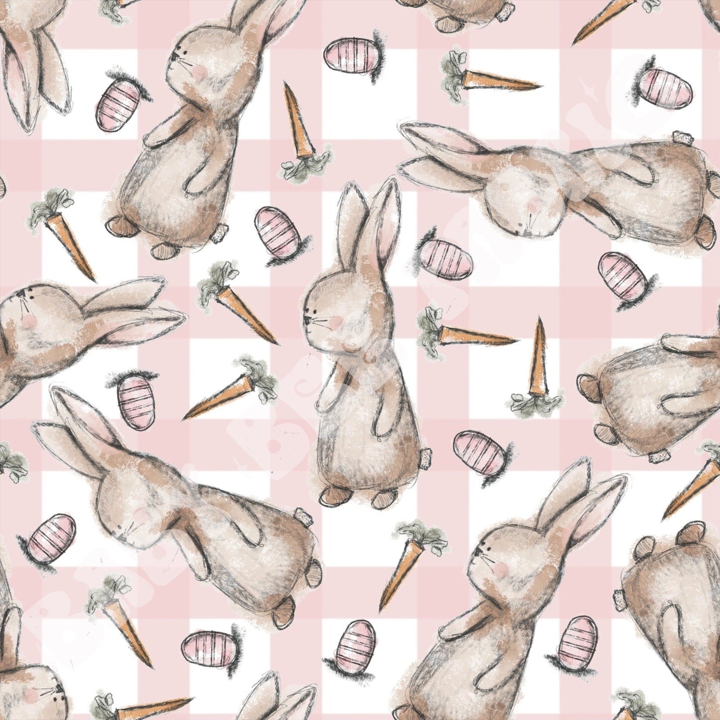 Easter Bunny Pink Plaid