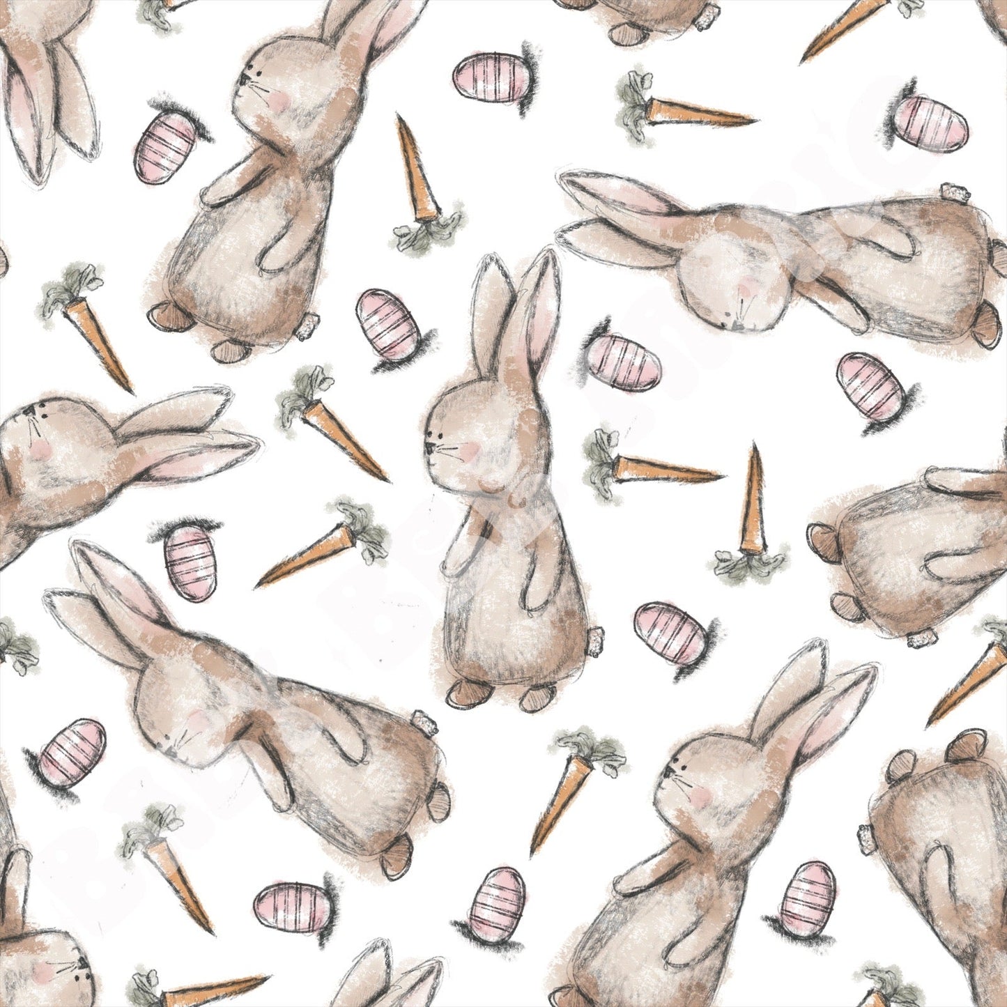 Easter Bunnies Sketchy Pink