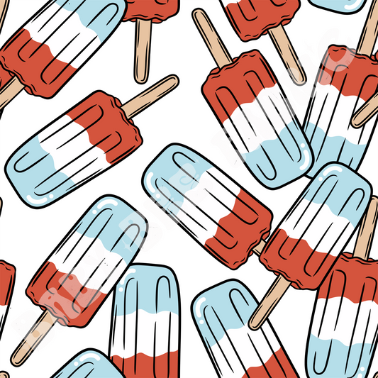 Blue, white and red popsicles