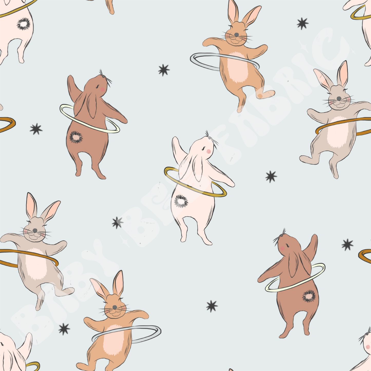 Bunnies Hooping In Blue