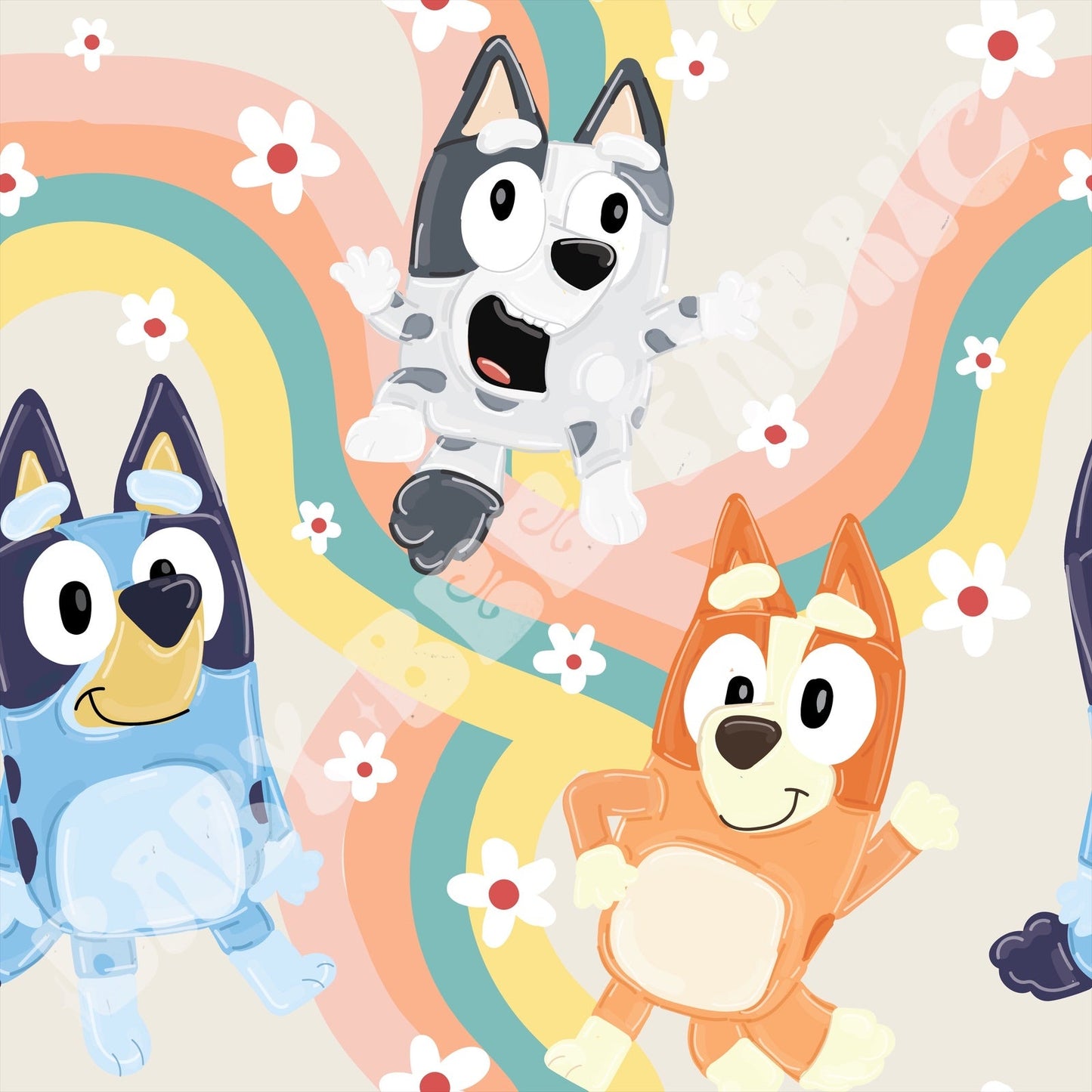 Groovy Dog rainbow flowers