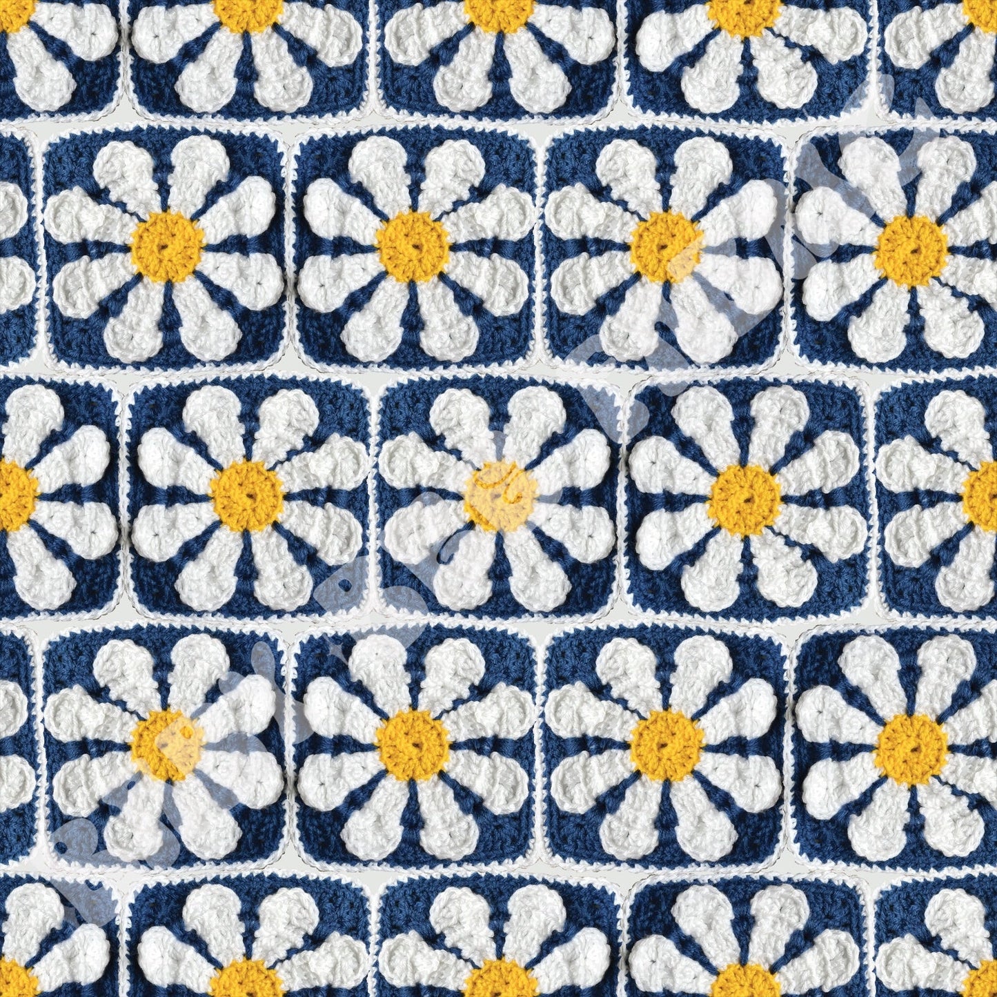 White and Blue Crochet Embroidery