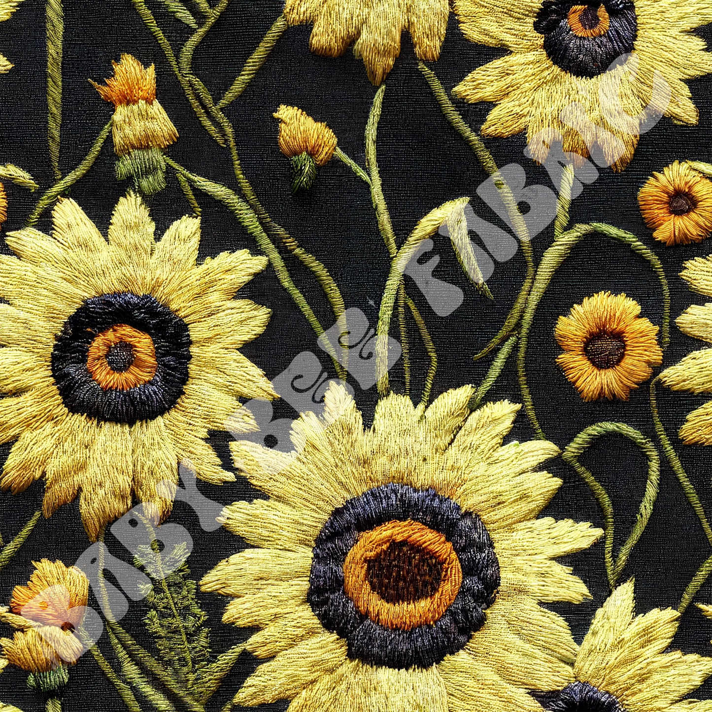 Dark Sunflower Fields Embroidery
