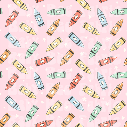 Crayons On Pink