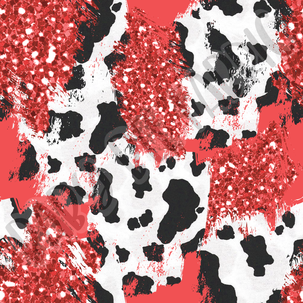 Red Glitter Cow Print