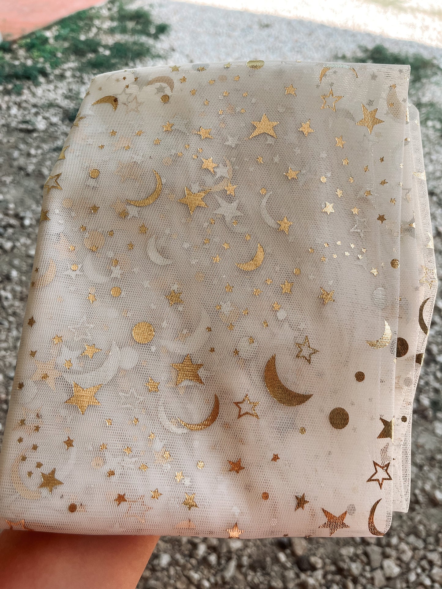White and Gold Star Mesh