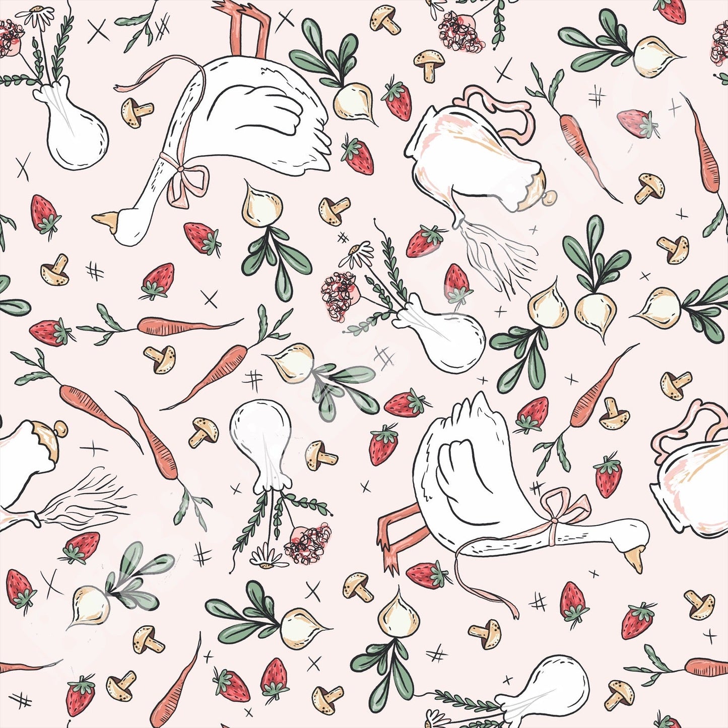 Goose and Veggies Pink