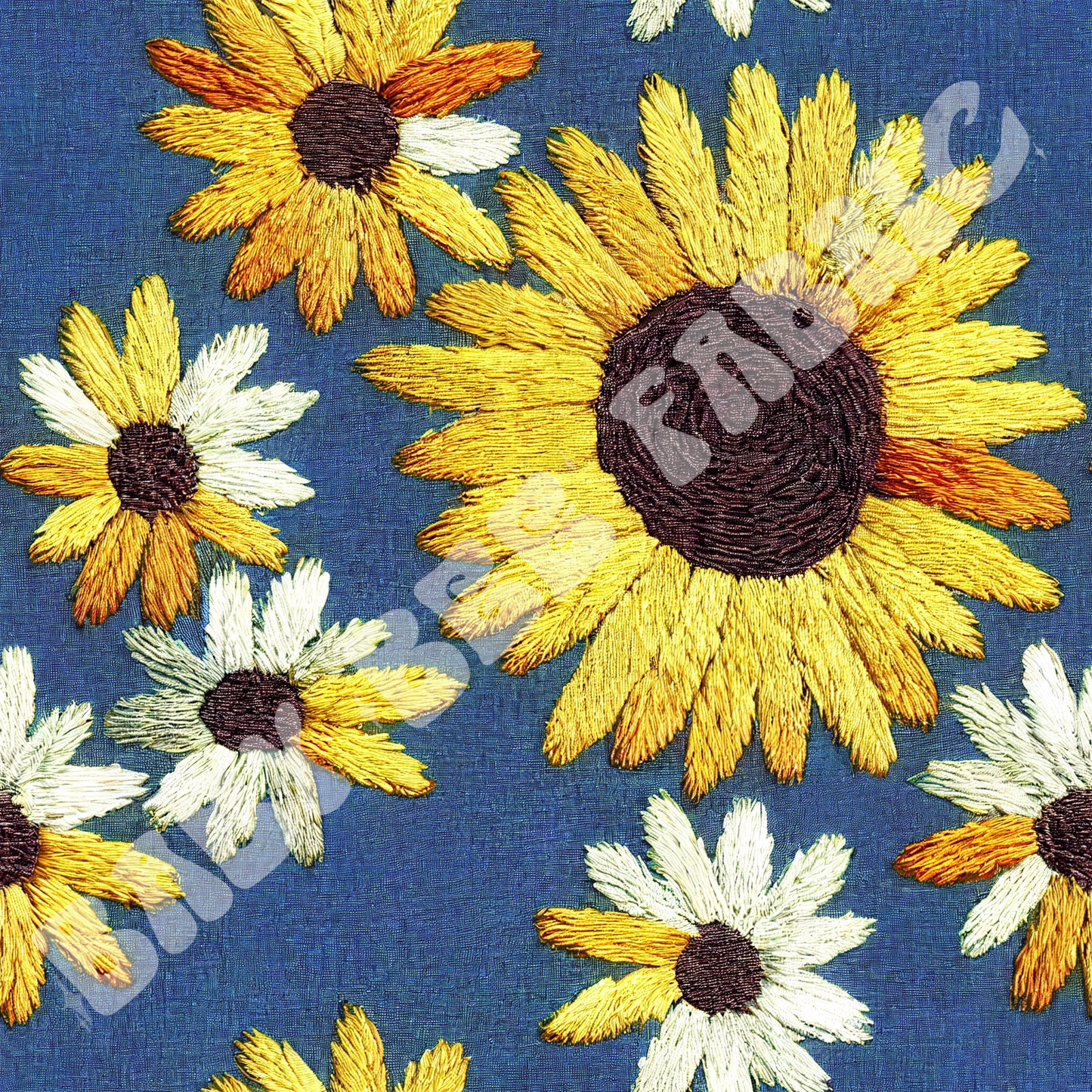 Blue Sunflower Embroidery