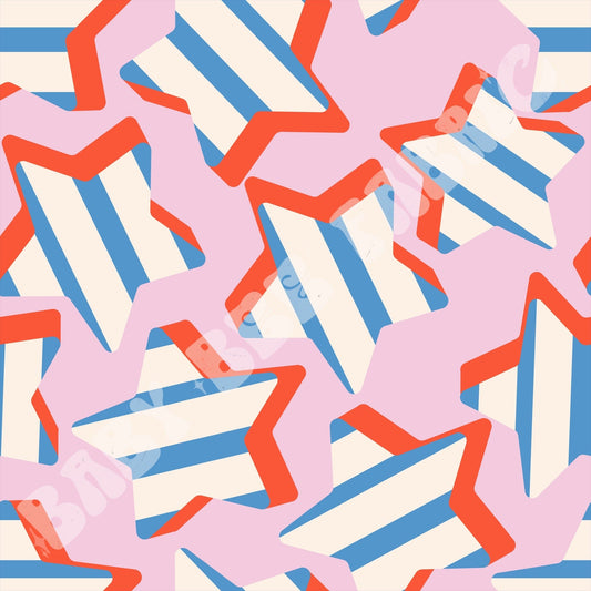 Red White and Pink Stripe Stars