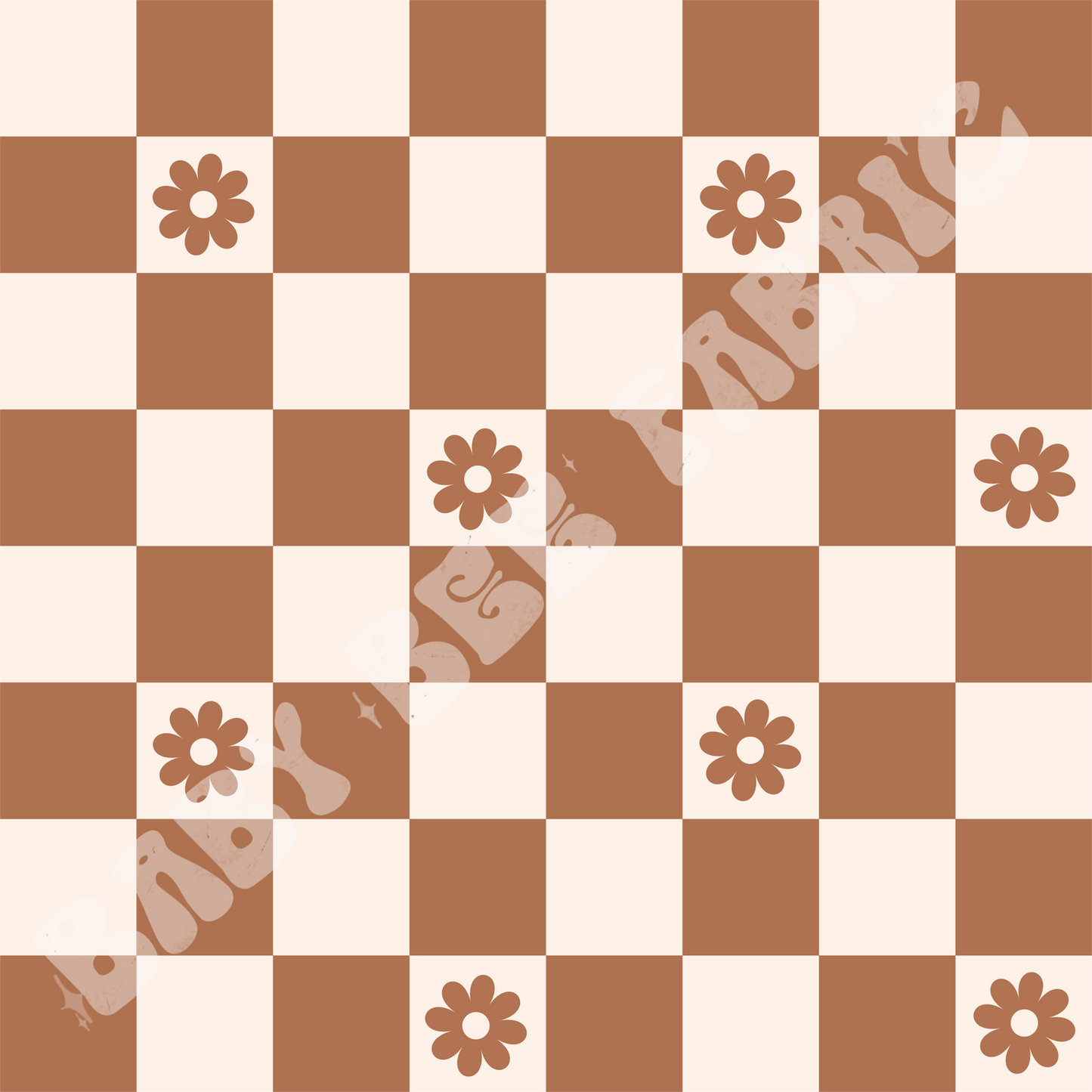 Brown Checkered Floral