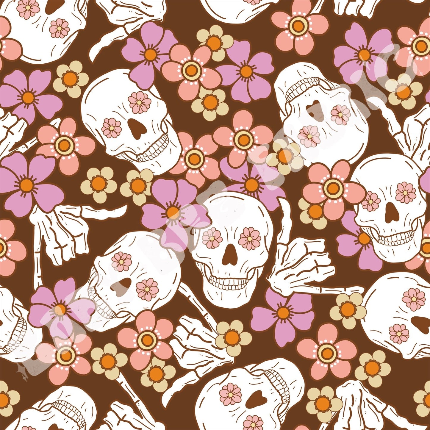 Retro Floral Skull