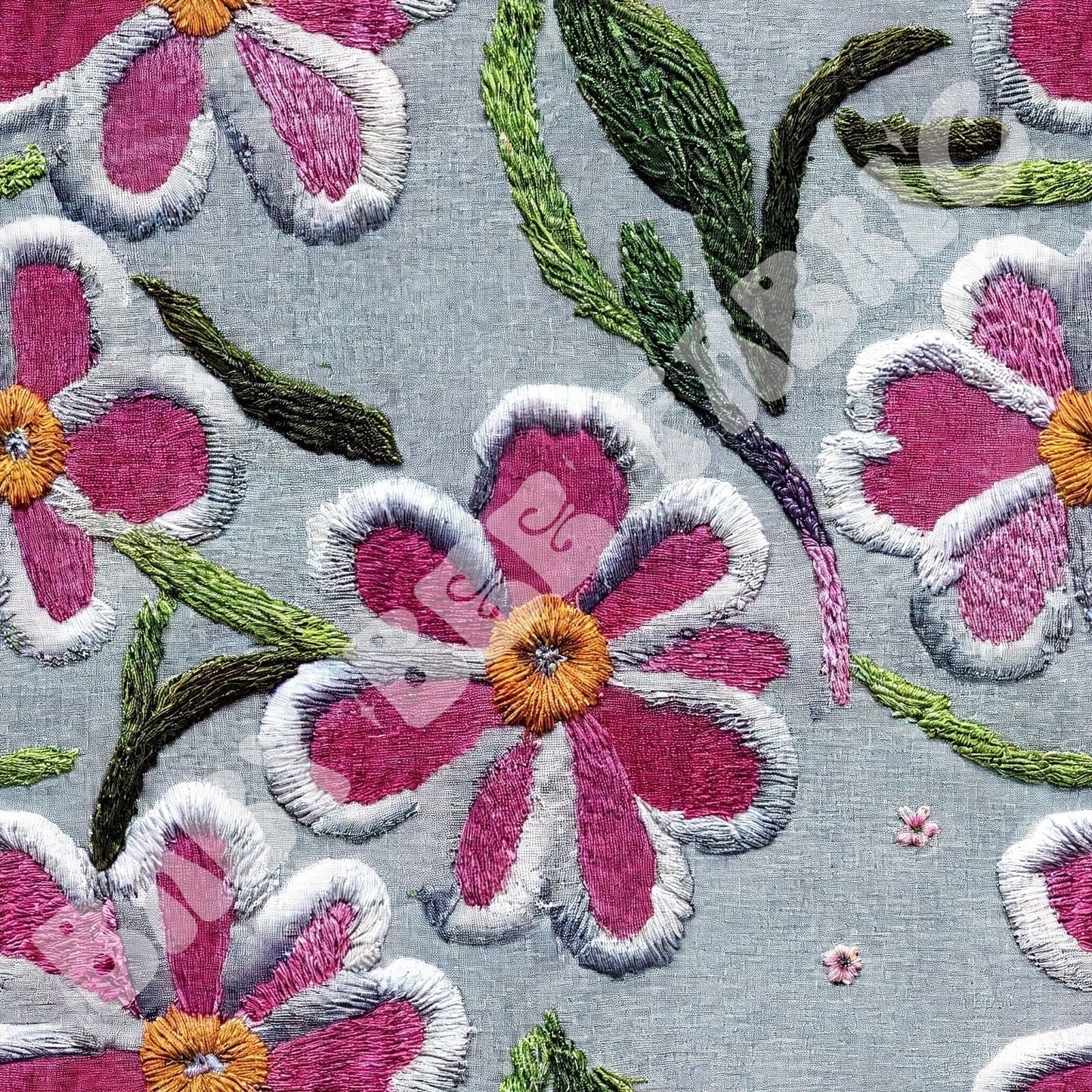 Pink & White Floral Embroidery