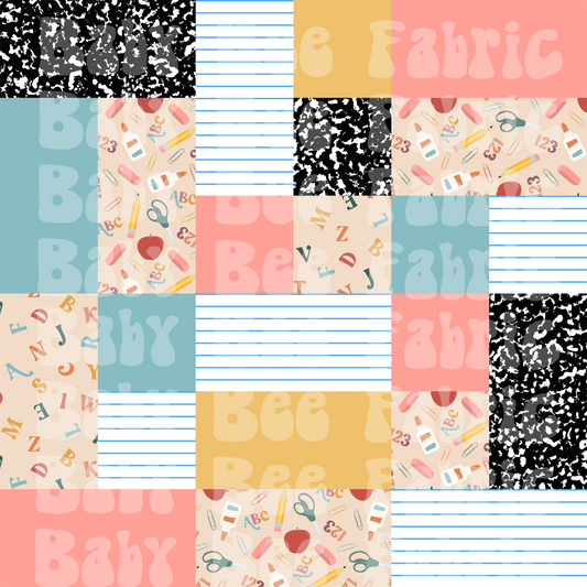 Retro School Supplies Patchwork