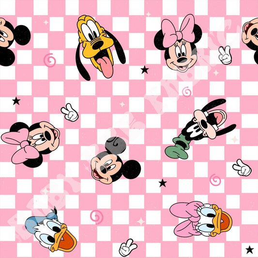 Mouse Friends Check Pink