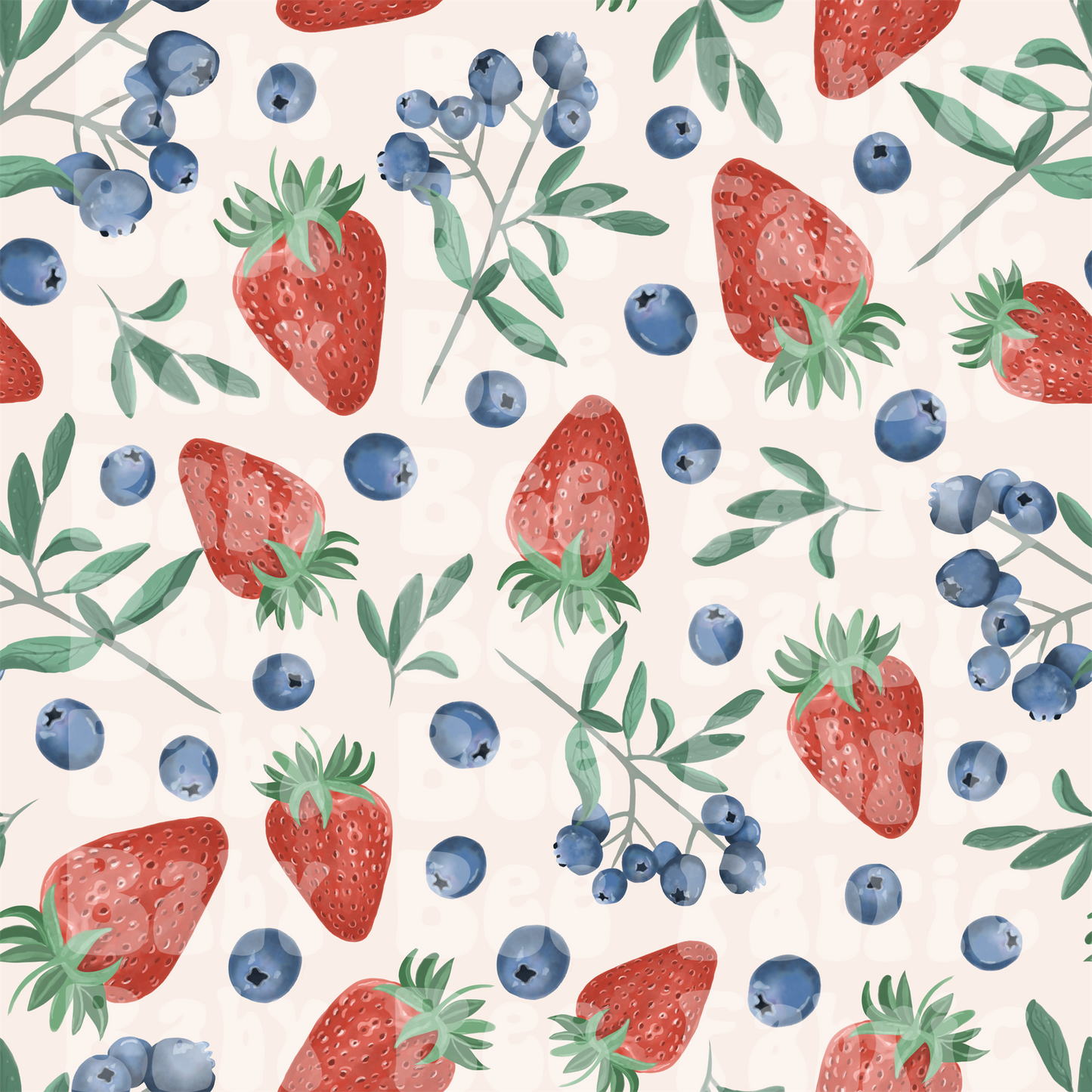 Watercolor Strawberries and Blueberries