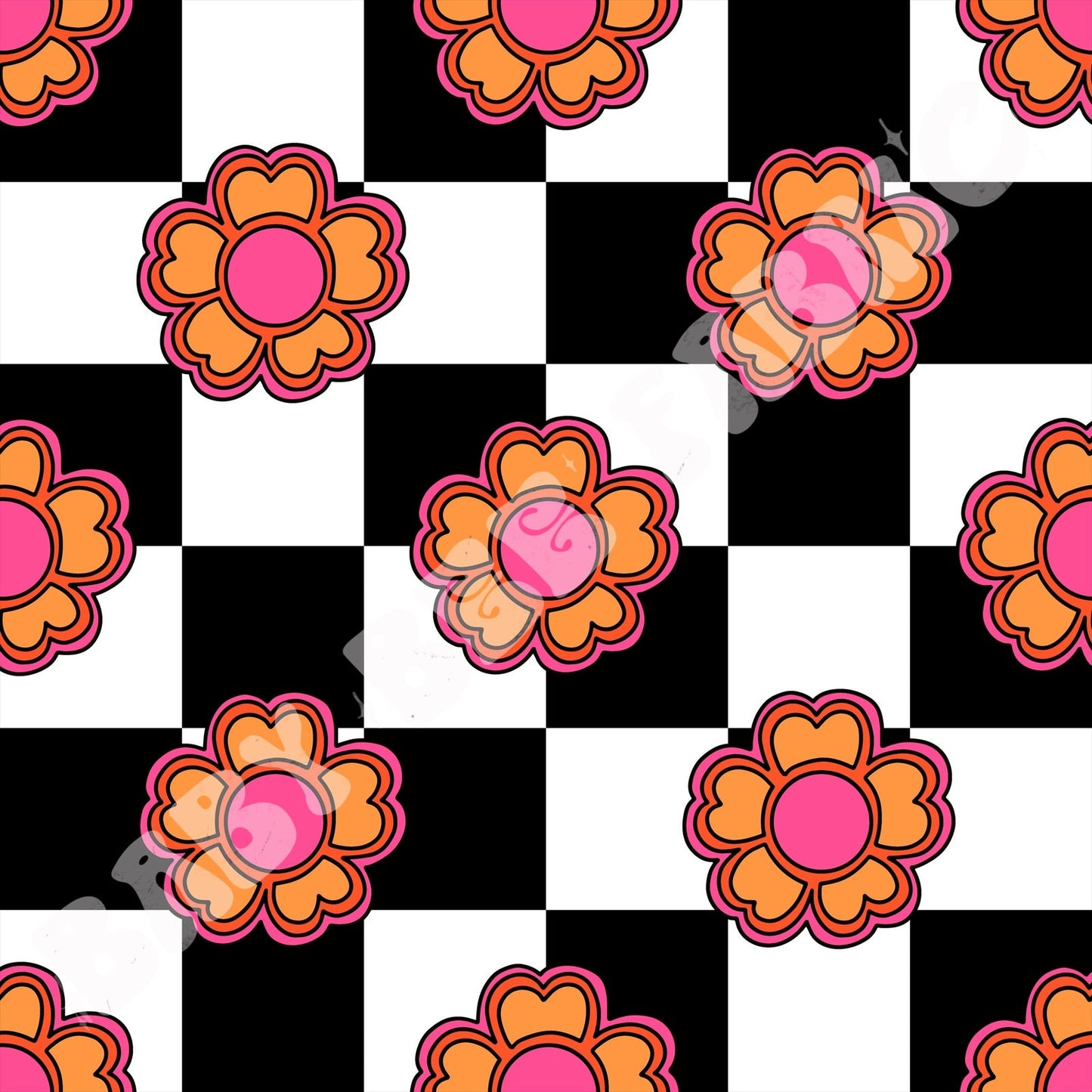 Retro Flowers Check