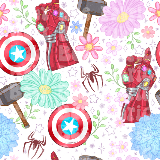 White Floral Avengers
