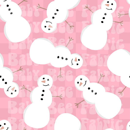 Pink Check Snowman
