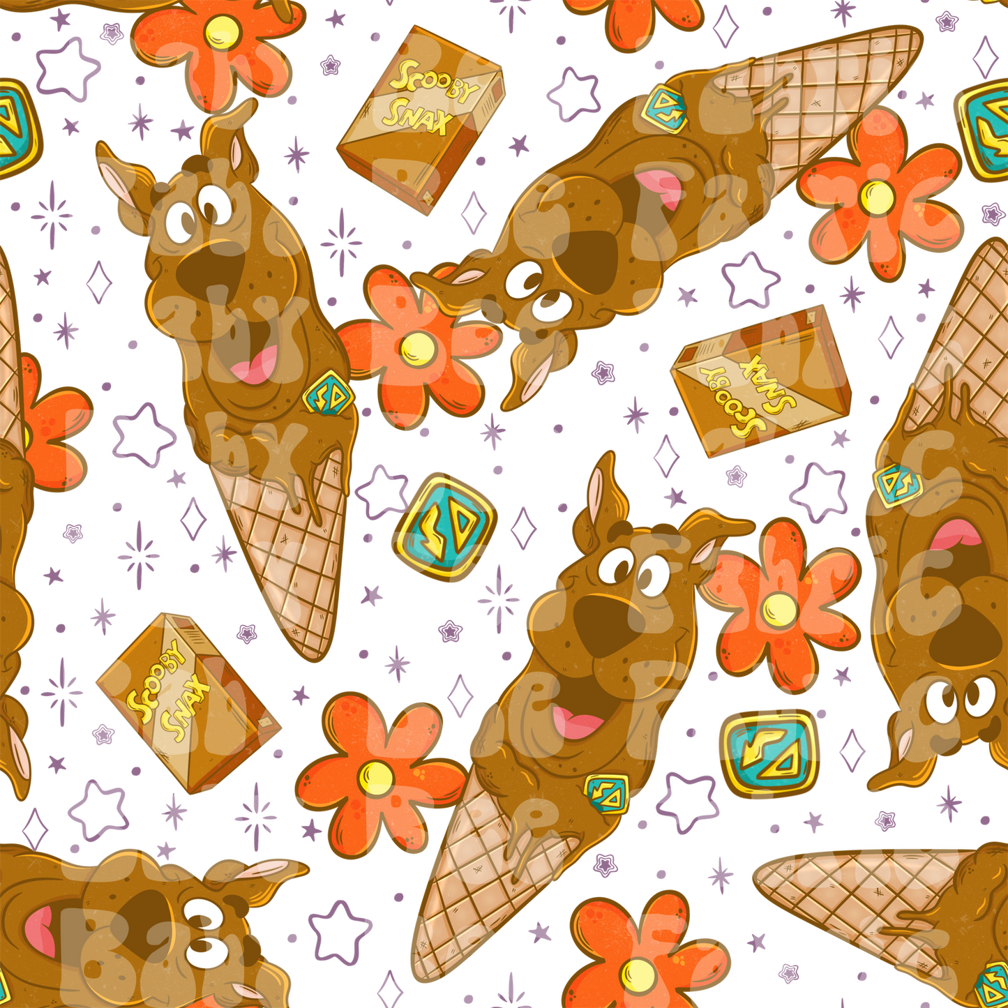 White Floral Scoob Ice Cream