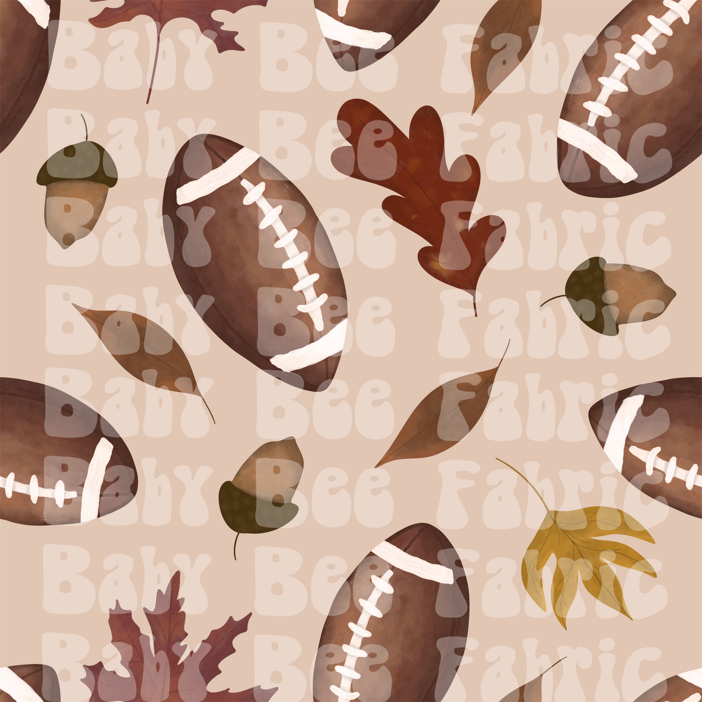 Watercolor Footballs and Leaves