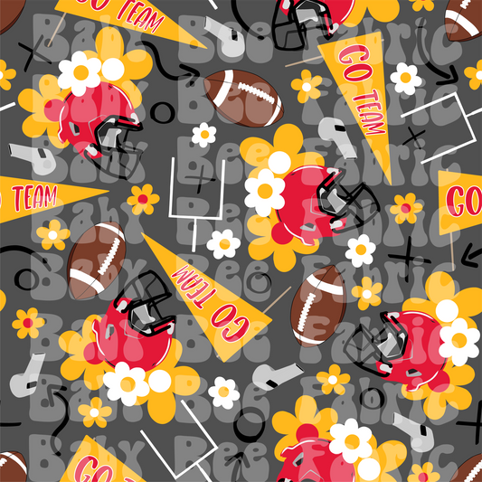 Red and Gold Floral Footballs