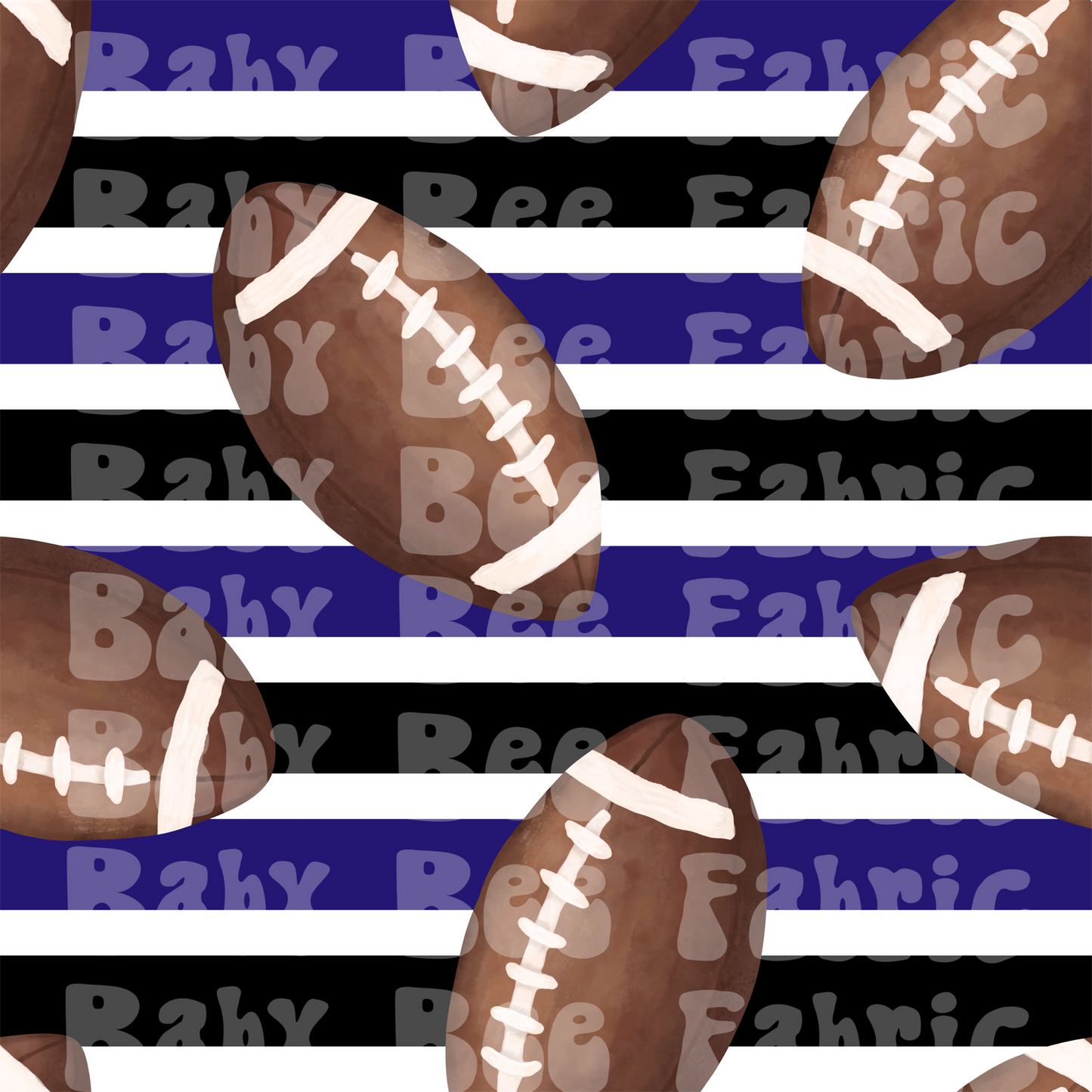 Purple and Black Stripe Watercolor Footballs