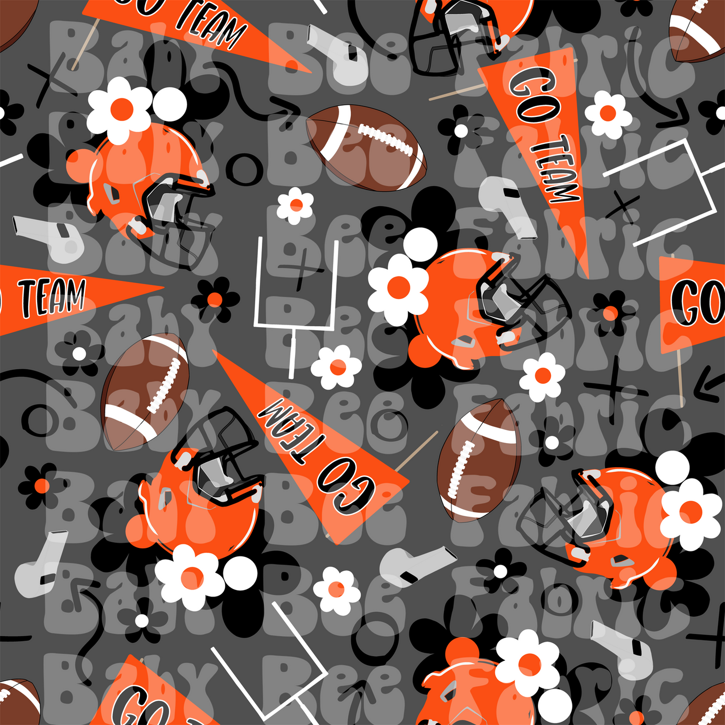 Orange and Black Floral Football