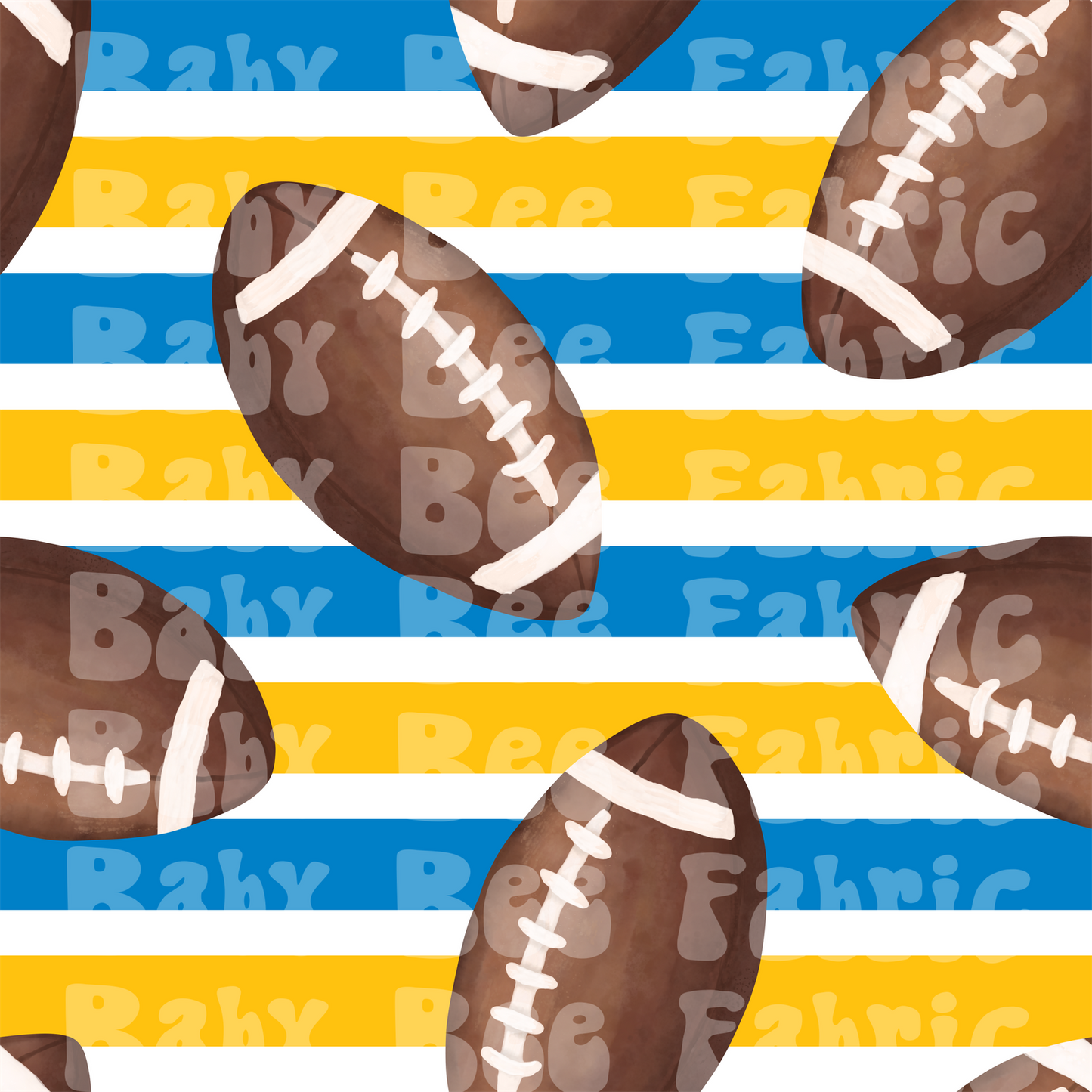 Light Blue and Gold Stripe Watercolor Footballs