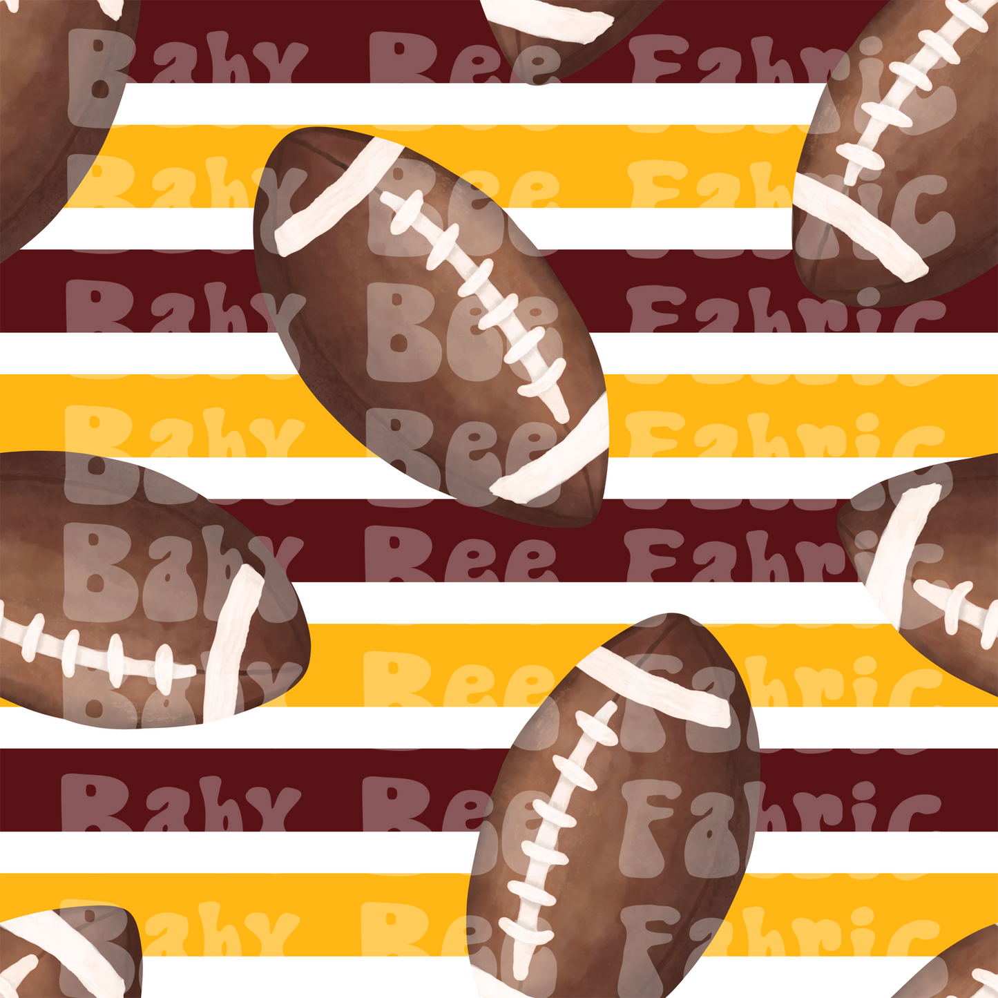 Maroon and Gold Stripes Watercolor Footballs