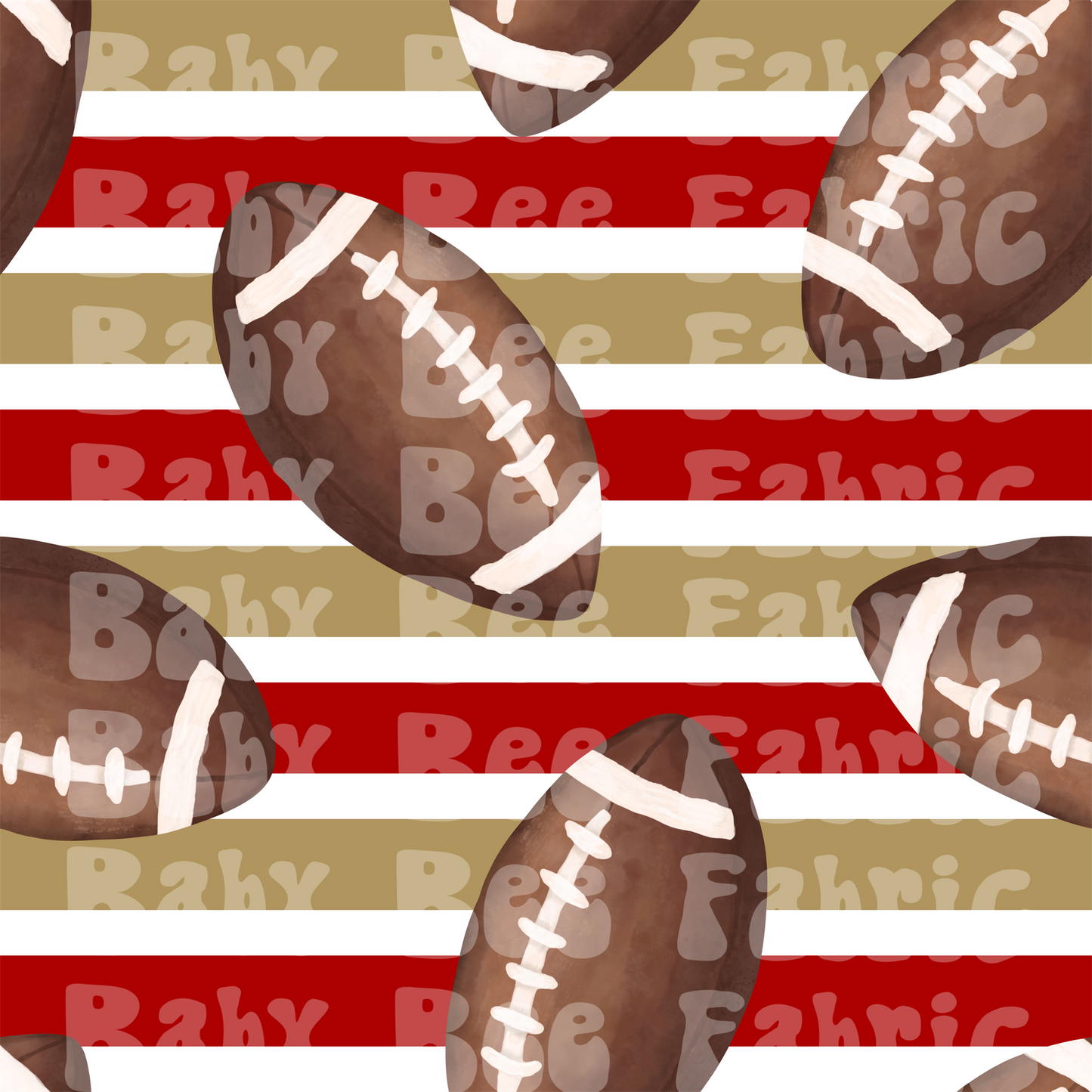 Gold and Red Stripes Watercolor Footballs