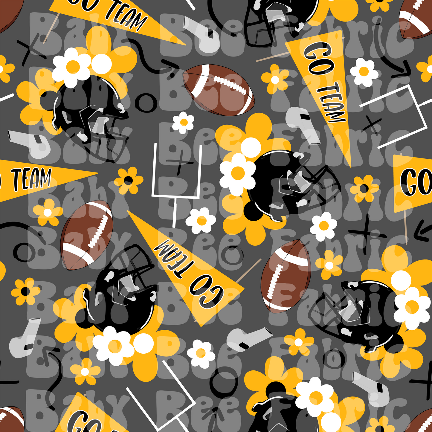 Gold and Black Floral Football