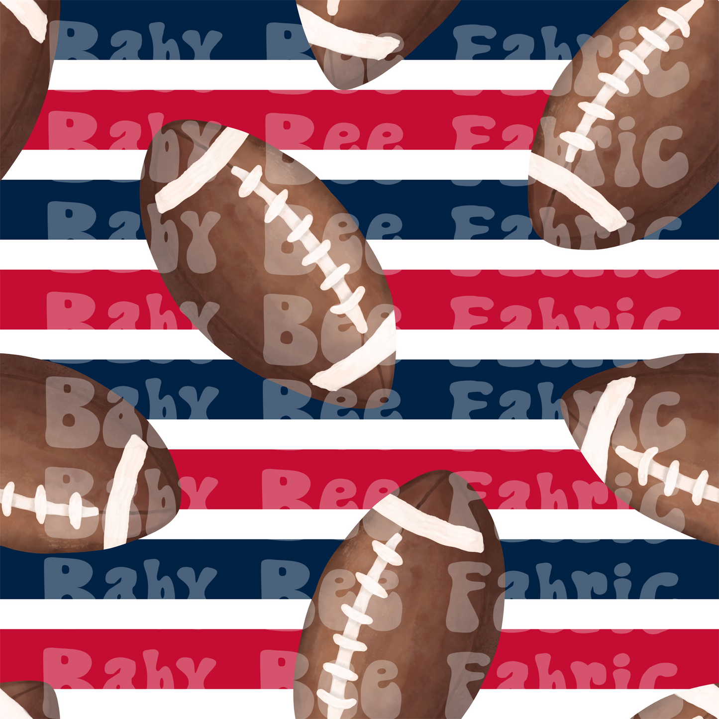 Dark Blue and Red Stripe Watercolor Footballs