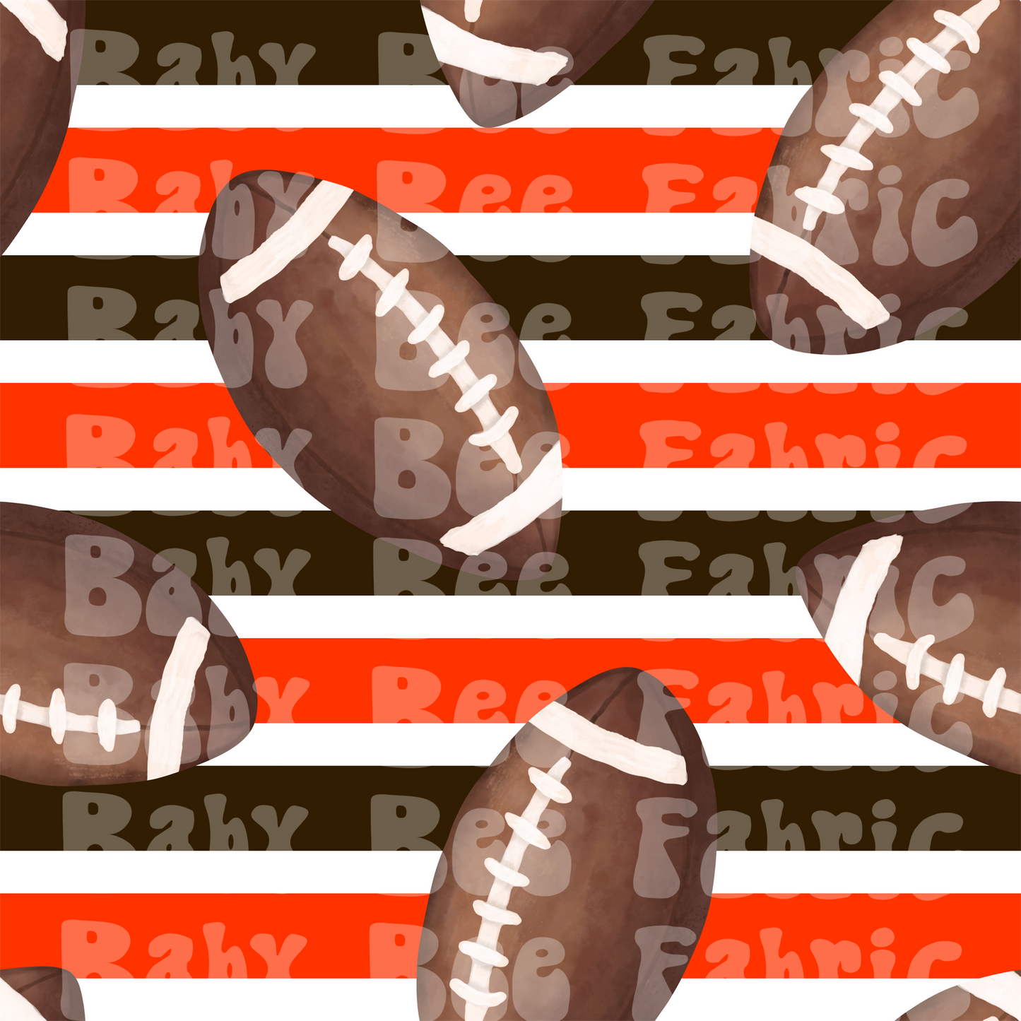 Brown and Orange Stripe Watercolor Footballs