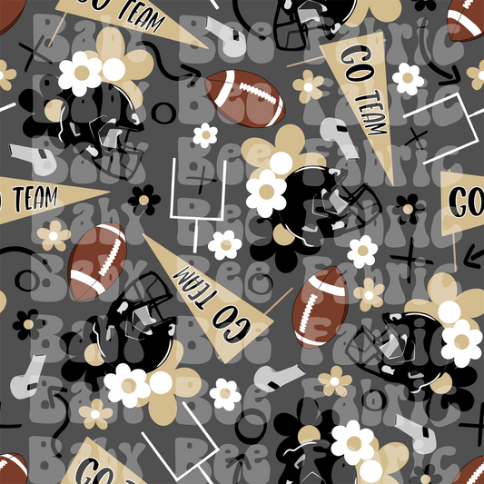 Black and Gold Floral Footballs
