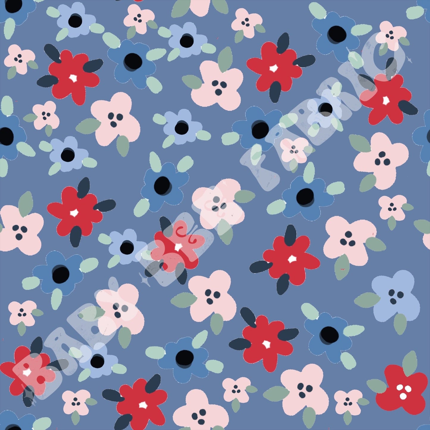 Blue and White Bubble Floral