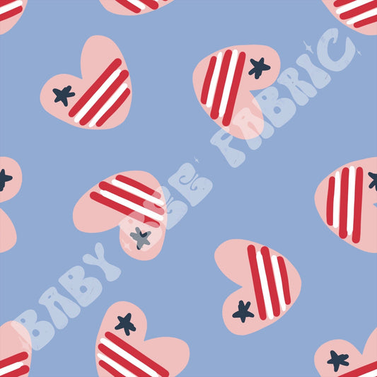 Blue Patriotic Hearts