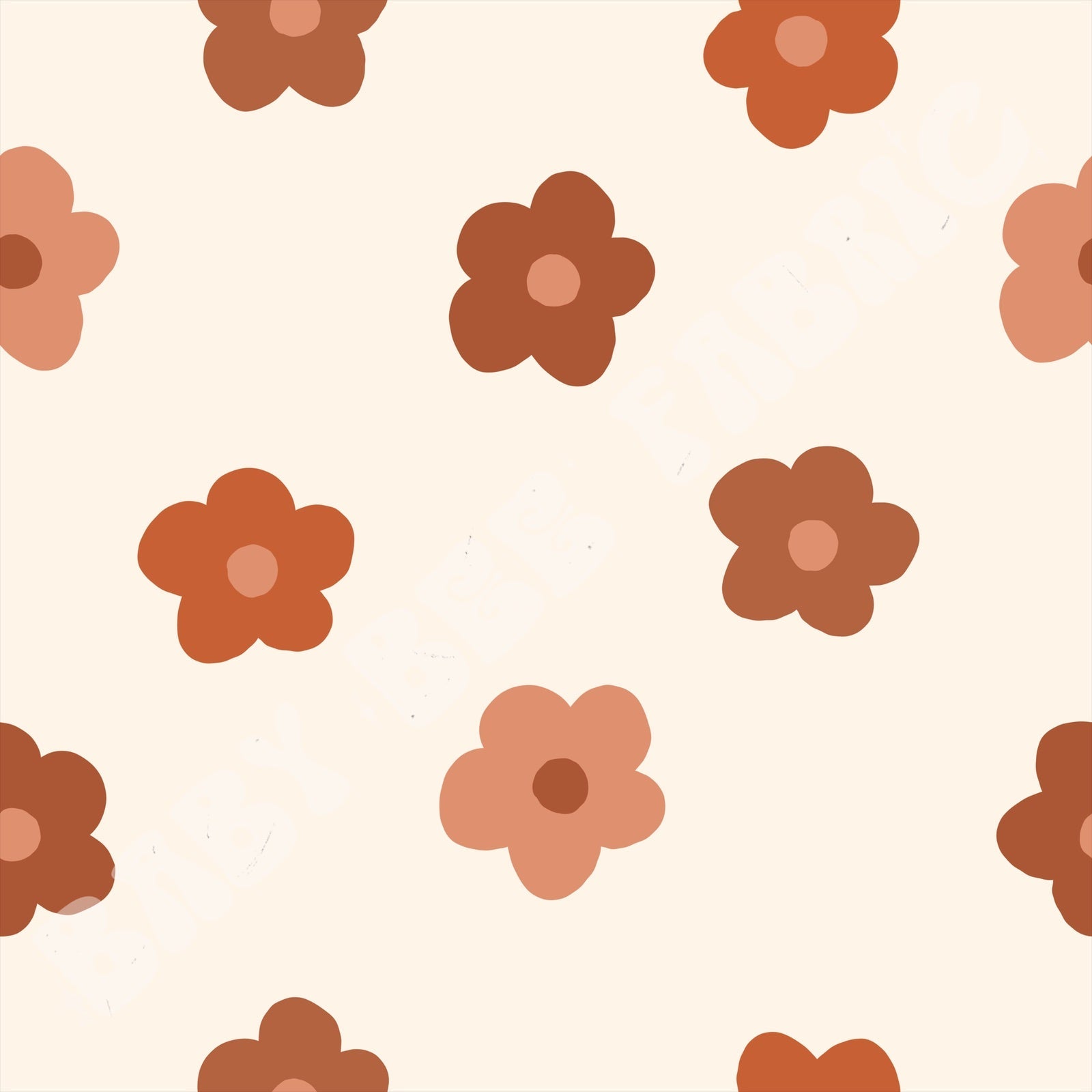 Rust Doodle Flowers – Baby Bee Fabric RTS
