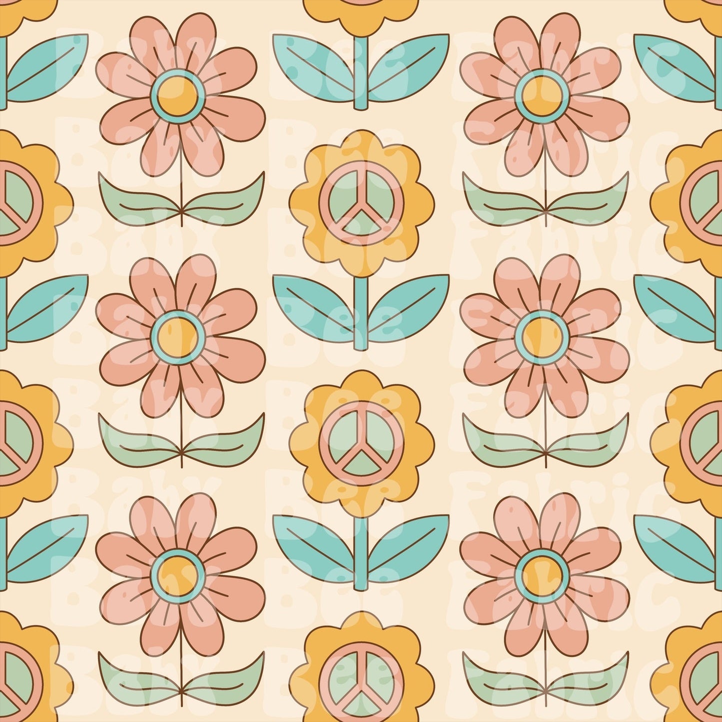 Muted Lined Flowers