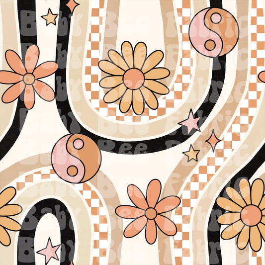 Wavy Flowers Tan