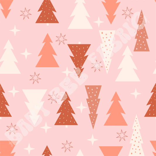 Pink Retro Christmas Trees