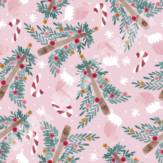 Watercolor Pink Christmas