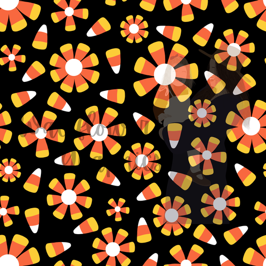 Floral candy corn black