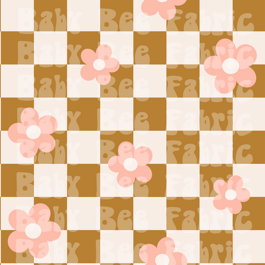Pink Flowers on Mustard