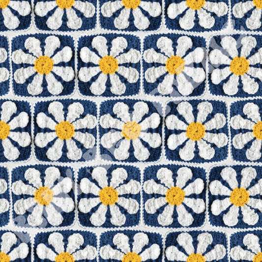 White and Blue Crochet Embroidery