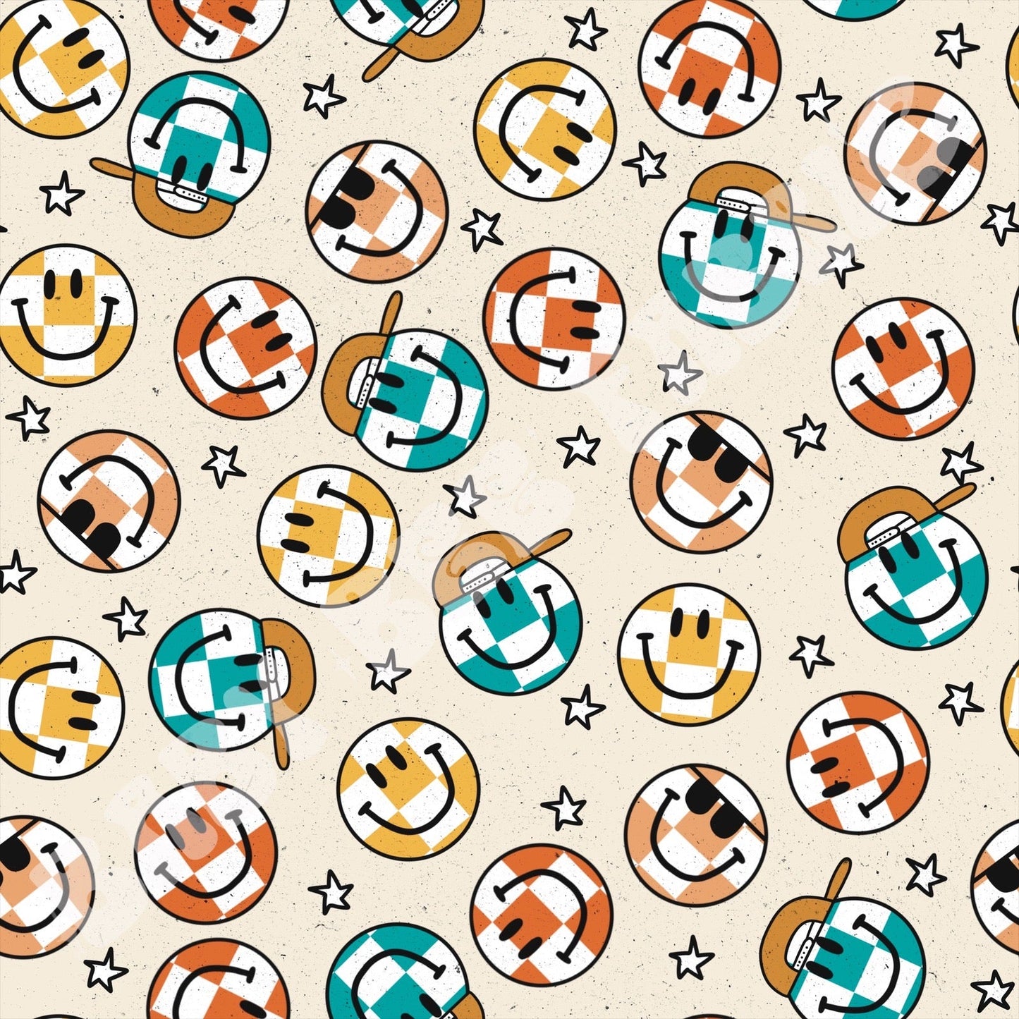 Tan Checkered Smileys