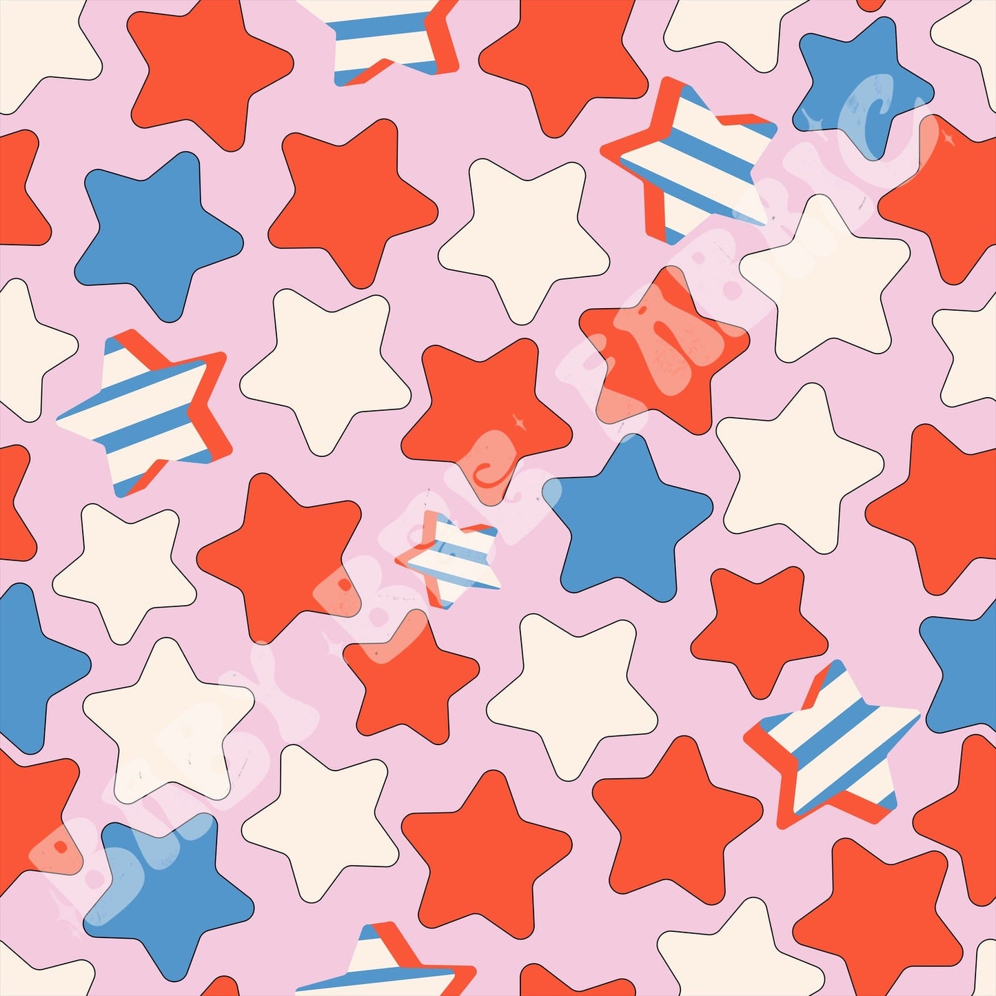 Red white and pink striped stars