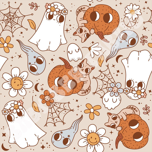 Boho Floral Ghosts & Pumpkins