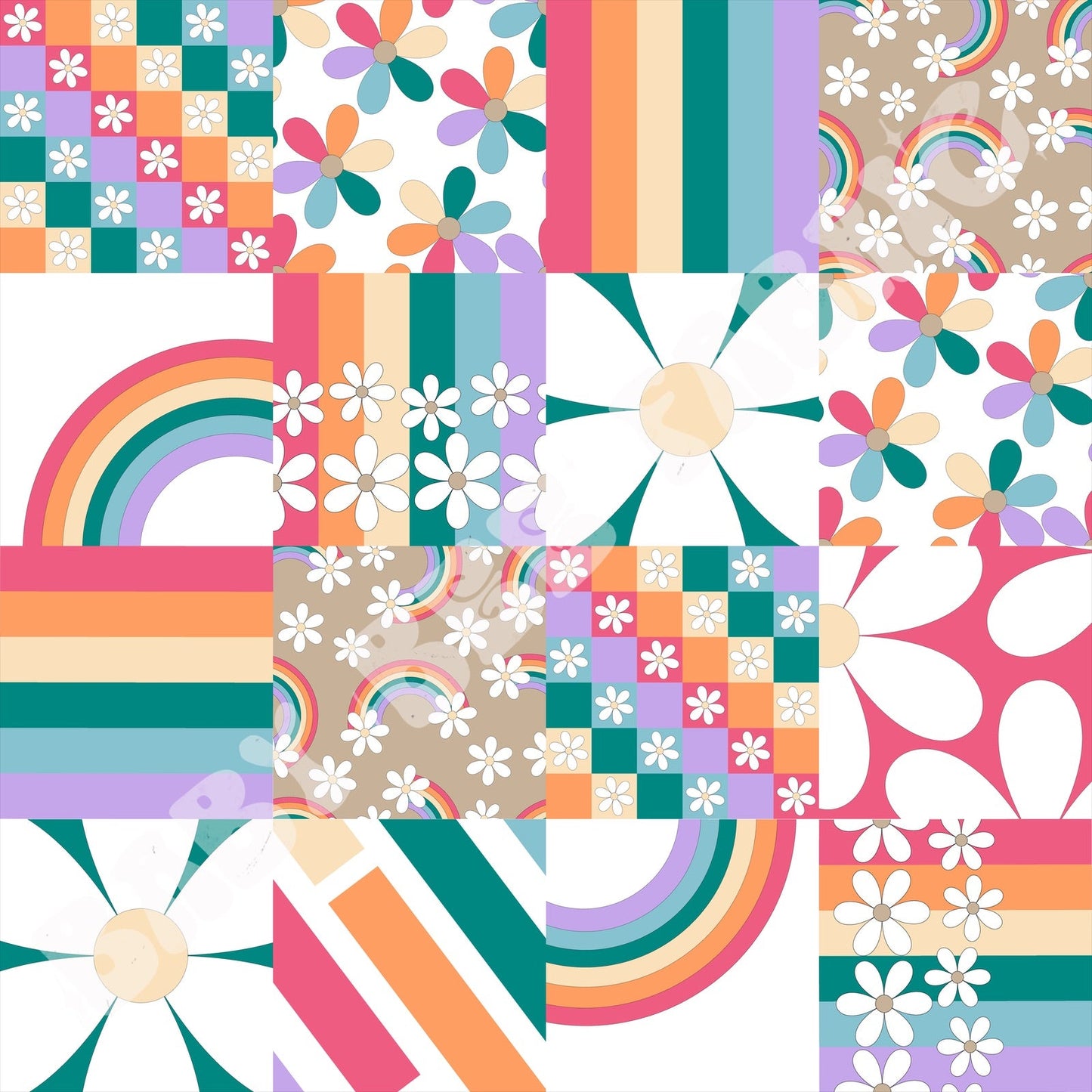 Rainbow Floral Patchwork