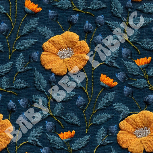 Navy and Orange Embroidery