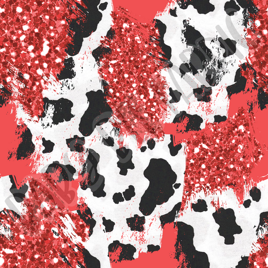 Red Glitter Cow Print